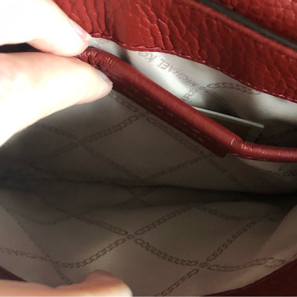 Michael Kors Bedford Pebbled Leather Chain Crossbody Convertible Red Bag EUC - Picture 10 of 15